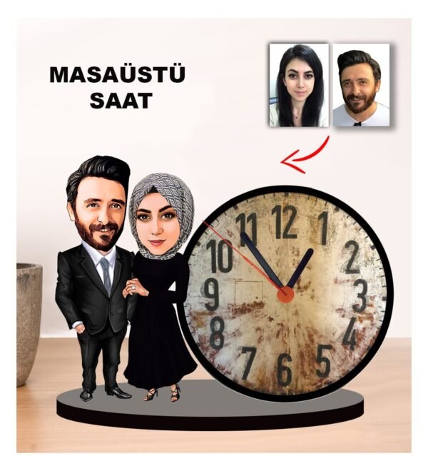 Karikatür Çift, Sevgili Masaüstü Saat 1