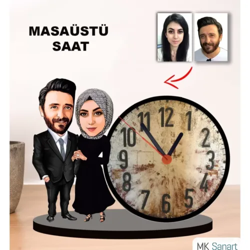 Karikatür Çift, Sevgili Masaüstü Saat 1