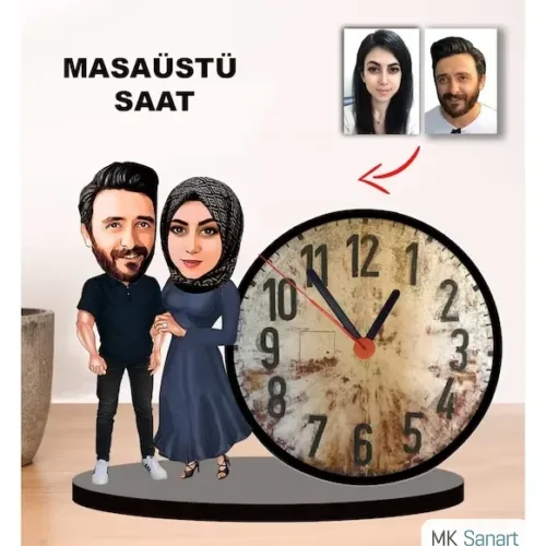 Karikatür Çift, Sevgili Masaüstü Saat 2