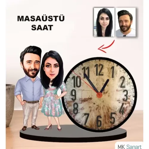 Karikatür Çift, Sevgili Masaüstü Saat 3