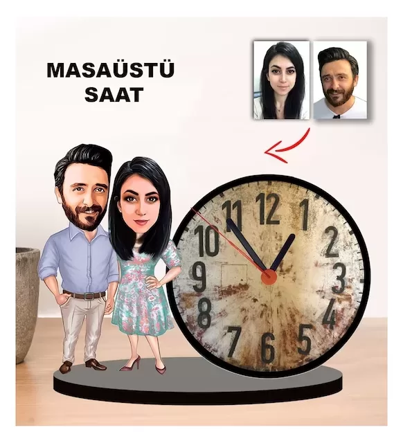 Karikatür Çift, Sevgili Masaüstü Saat 3