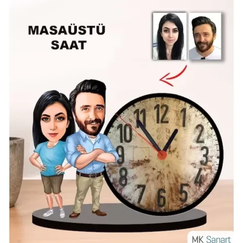 Karikatür Çift, Sevgili Masaüstü Saat 4