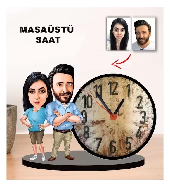 Karikatür Çift, Sevgili Masaüstü Saat 4