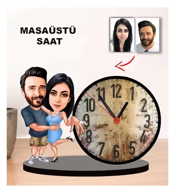 Karikatür Çift, Sevgili Masaüstü Saat 5