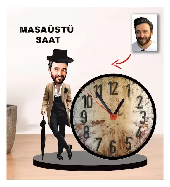 Karikatür Erkek Masaüstü Saat 1