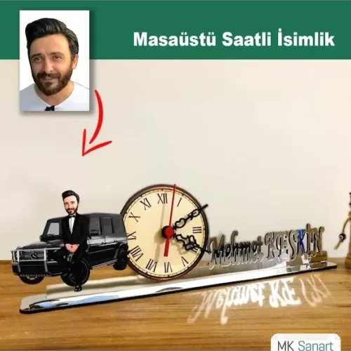 Karikatür Erkek Mercedes-Amg G63 Model Masaüstü Saatli İsiml…