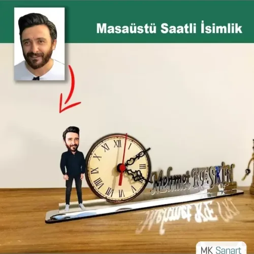 Karikatür Erkek Model Masaüstü Saatli İsimlik Msi47