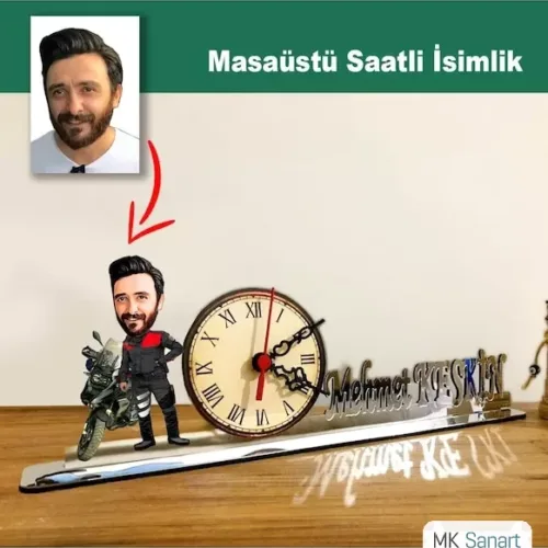 Karikatür Erkek Yunus Polisi Model Masaüstü Saatli İsimlik Msi57