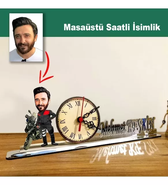 Karikatür Erkek Yunus Polisi Model Masaüstü Saatli İsimlik Msi57