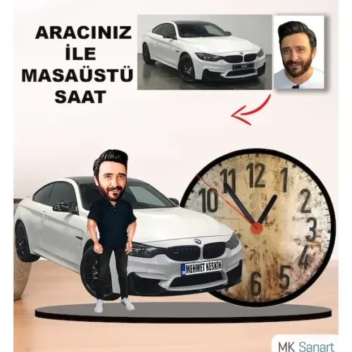 Karikatür Kendi Aracınız İle Masaüstü Saat M5