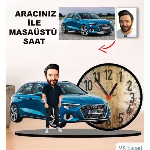 Karikatür Kendi Aracınız İle Masaüstü Saat M5