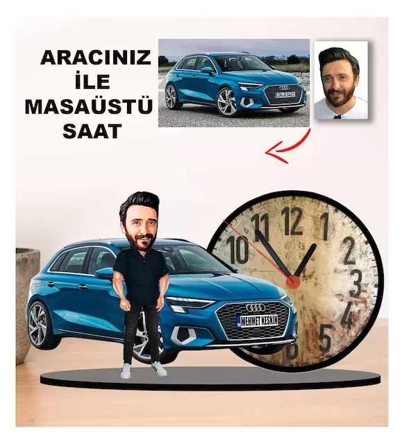 Karikatür Kendi Aracınız İle Masaüstü Saat M5