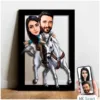 Karikatür Sevgili, At Binen Çift,Gelin Damat, Evli Tablo Hediye Model-11