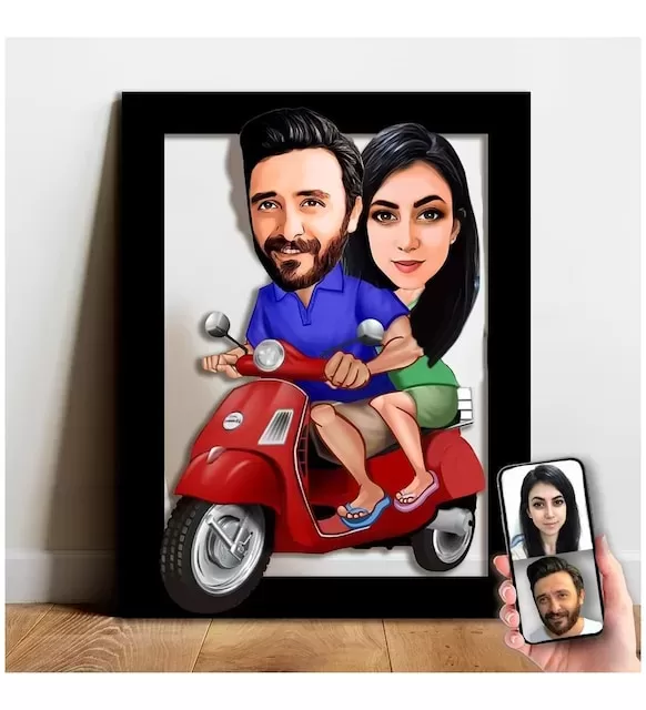 Karikatür Sevgili, Çift,Gelin Damat, Evli Tablo Hediye Model-10