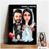 Karikatür Sevgili, Çift,Gelin Damat, Evli Tablo Hediye Model-2