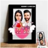 Karikatür Sevgili, Çift,Gelin Damat, Evli Tablo Hediye Model-3
