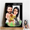 Karikatür Sevgili, Çift,Gelin Damat, Evli Tablo Hediye Model-6