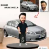 Kendi Aracınızla Size Özel Arabalı Erkek Karikatür Biblo Model 10