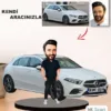 Kendi Aracınızla Size Özel Arabalı Erkek Karikatür Biblo Model 12