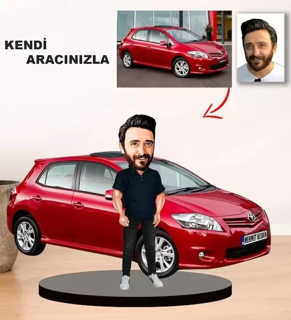 Kendi Aracınızla Size Özel Arabalı Erkek Karikatür Biblo Model 13