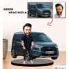 Kendi Aracınızla Size Özel Arabalı Erkek Karikatür Biblo Model 3