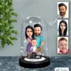 Kişiye Özel Aile Tasarımlı Işıklı Karikatür Fanus Biblo Fn76