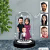 Kişiye Özel Aile Tasarımlı Işıklı Karikatür Fanus Biblo Fn80