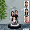 Kişiye Özel Aile Tasarımlı Işıklı Karikatür Fanus Biblofn70