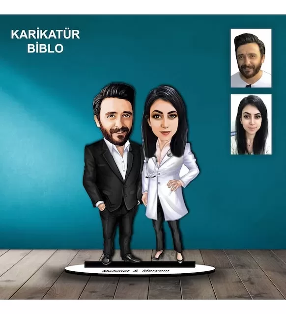 Kişiye Özel Aile Tasarımlı Karikatür Biblo B113