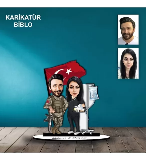 Kişiye Özel Asker,Hemşire Tasarımlı Karikatür Biblo B101