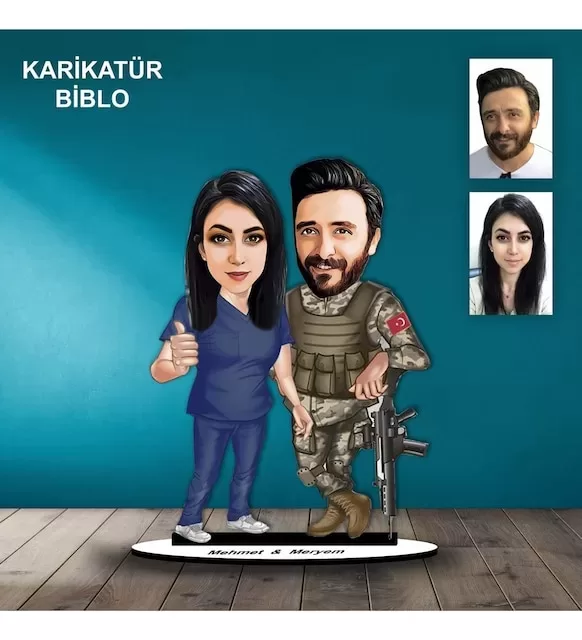 Kişiye Özel Asker,Hemşire Tasarımlı Karikatür Biblo B114