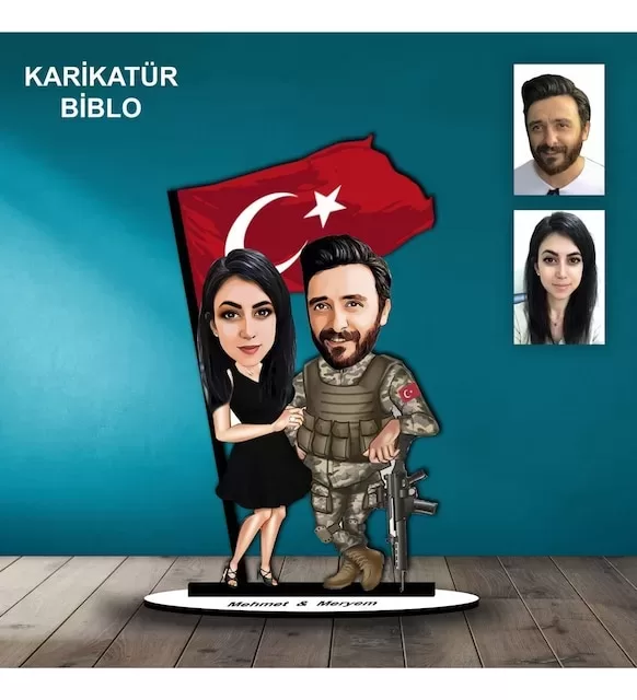 Kişiye Özel Asker Tasarımlı Karikatür Biblo B117