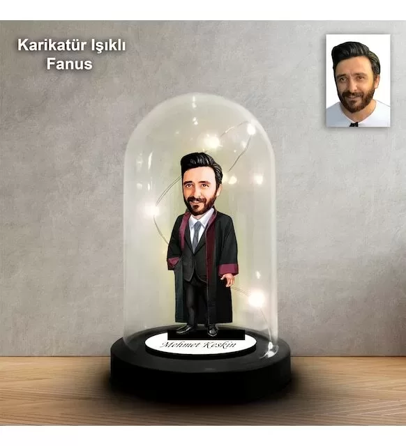 Kişiye Özel Avukat,Savcı Tasarım Işıklı Karikatür Fanus Biblo Fn167