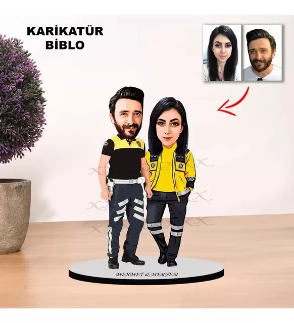 Kişiye Özel Çift Ambulans, Att Tasarımlı Karikatür Biblomb13