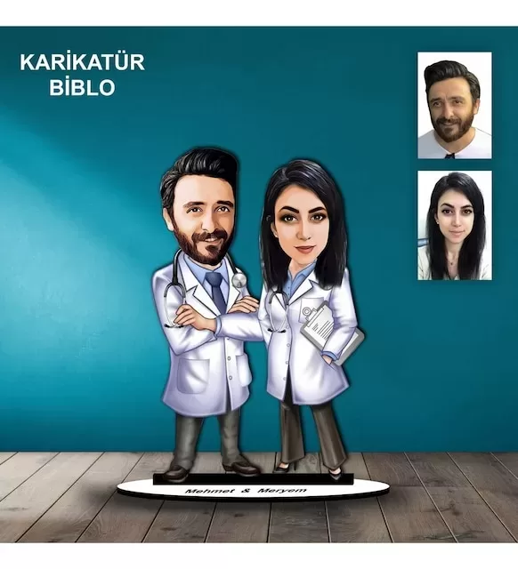 Kişiye Özel Doktor,Hemşire Tasarımlı Sevgili Karikatür Biblo Bb106
