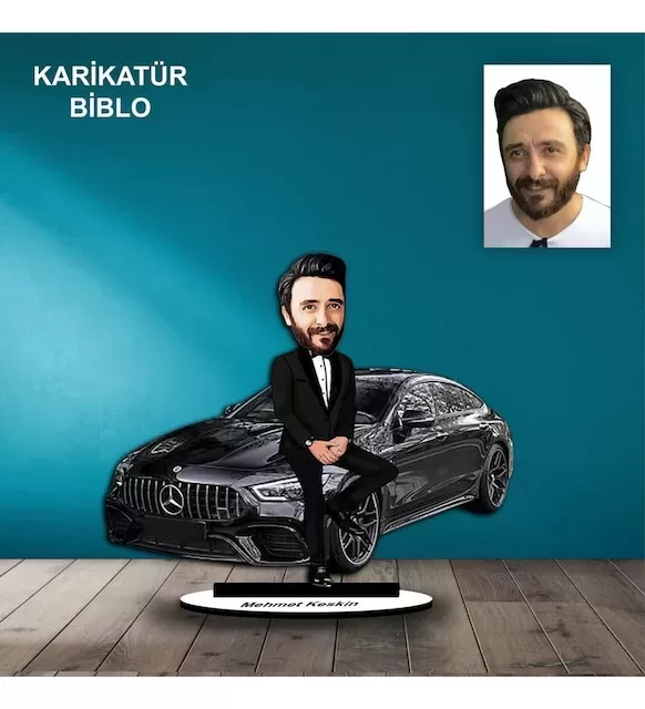 Kişiye Özel Erkek Araba Tasarımlı Karikatür Biblo B63