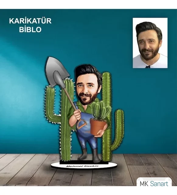 Kişiye Özel Erkek Çiftçi Tasarımlı Karikatür Biblo B51