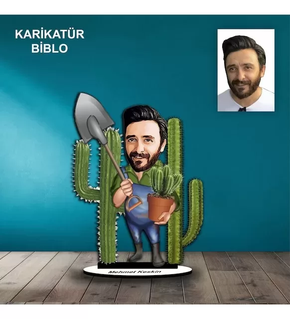 Kişiye Özel Erkek Çiftçi Tasarımlı Karikatür Biblo B51