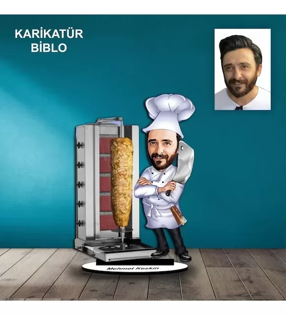 Kişiye Özel Erkek Dönerci Tasarımlı Karikatür Biblo B42