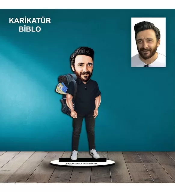 Kişiye Özel Erkek Gezgin Tasarımlı Karikatür Biblo B55