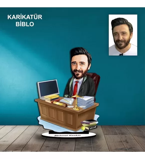 Kişiye Özel Erkek Memur Tasarımlı Karikatür Biblo B54