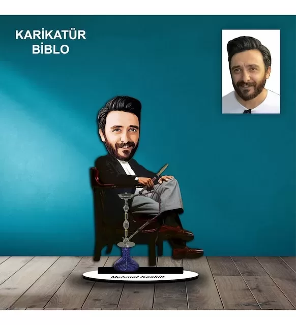 Kişiye Özel Erkek Nargileci Tasarımlı Karikatür Biblo B62