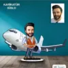 Kişiye Özel Erkek Pilot Tasarımlı Karikatür Biblo B69