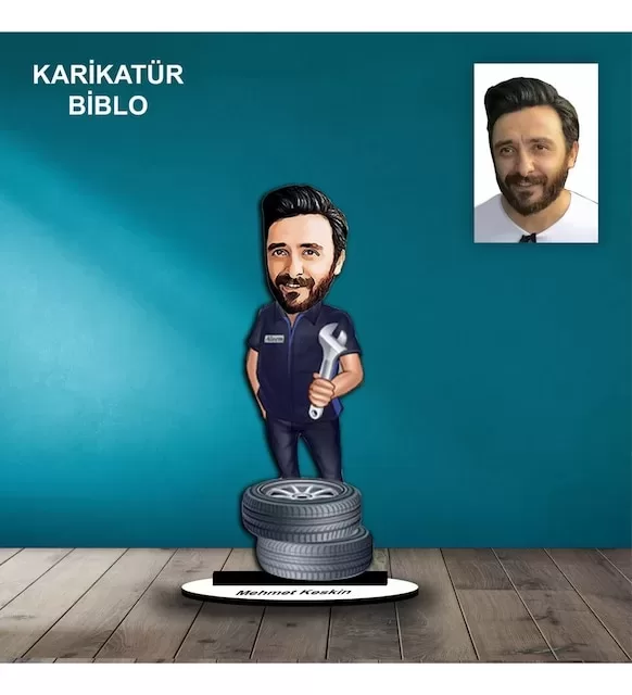 Kişiye Özel Erkek Tamirci Tasarımlı Karikatür Biblo B46