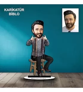 Kişiye Özel Erkek Tesbihci Tasarımlı Karikatür Biblo B49