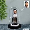 Kişiye Özel Eşşek Binen Adam Tasarımlı Işıklı Karikatür Fanus Biblo Fn93