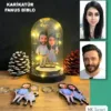 Kişiye Özel Evli, Sevgili, Çift , Gelin Damatışıklı Karikatür Fanus Biblo Ve 2 Anahtarlık Set M2