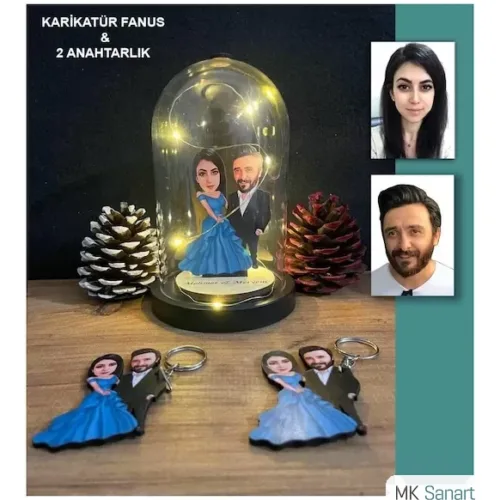 Kişiye Özel Evli, Sevgili, Çift , Gelin Damatışıklı Karikatü…