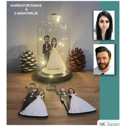 Kişiye Özel Evli, Sevgili, Çift , Gelin Damatışıklı Karikatü…