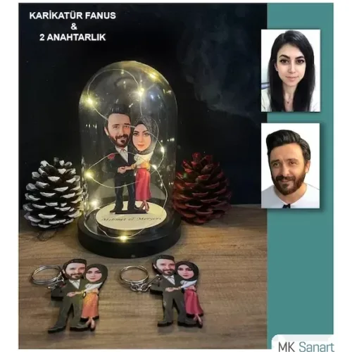 Kişiye Özel Evli, Sevgili, Çift , Gelin Damatışıklı Karikatü…